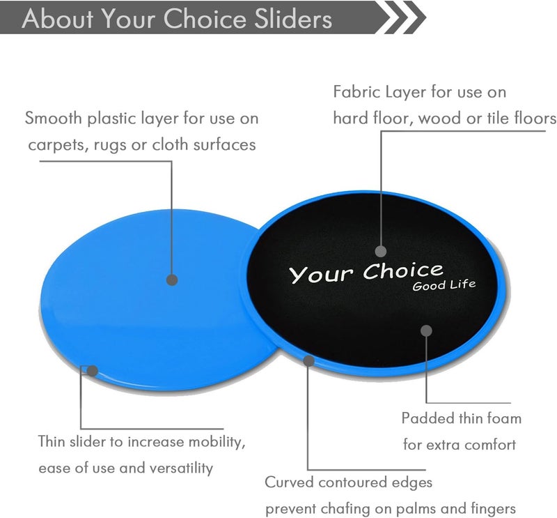 Your Choice Core Sliders - Dual Sided Exercise Gliding Discs for Carpet & Hardwood, 7" Workout Sliders - Image 3